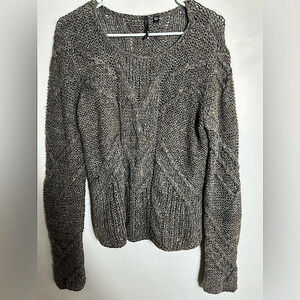 Joe's Mohair Blend Grey Cable Knit Boat Neck Sweater